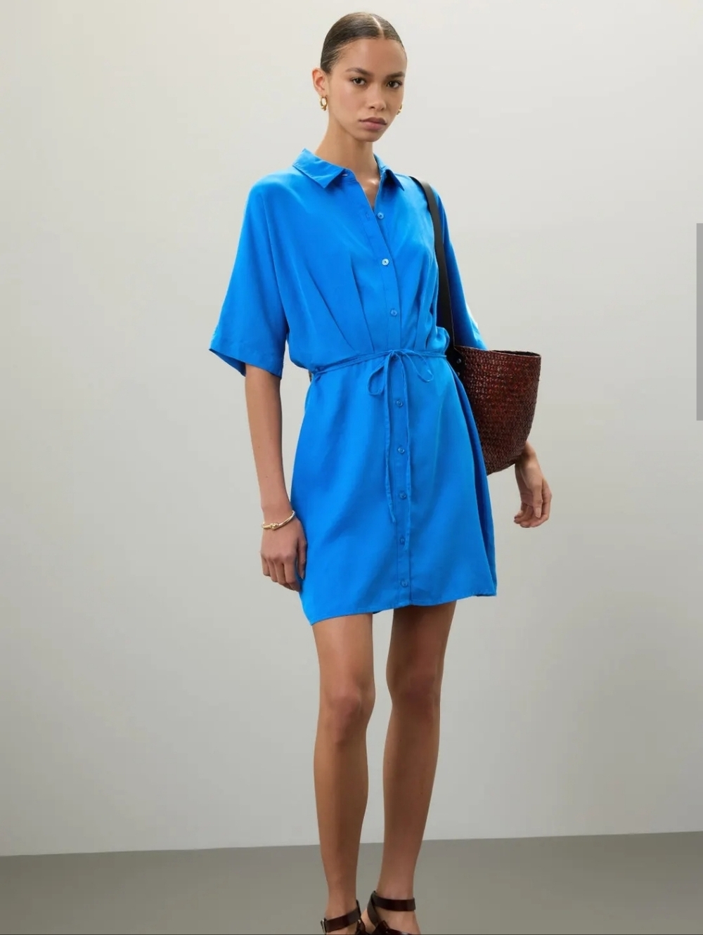 Thakoon Tie Waist Mini Shirt Dress Size 2 MSRP $310